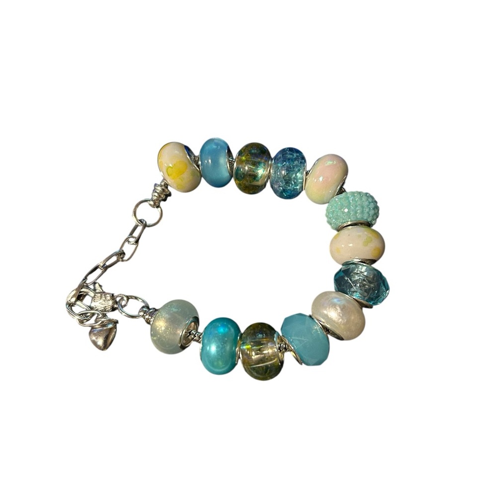 Elegant Blue and Silver Charm Bracelet